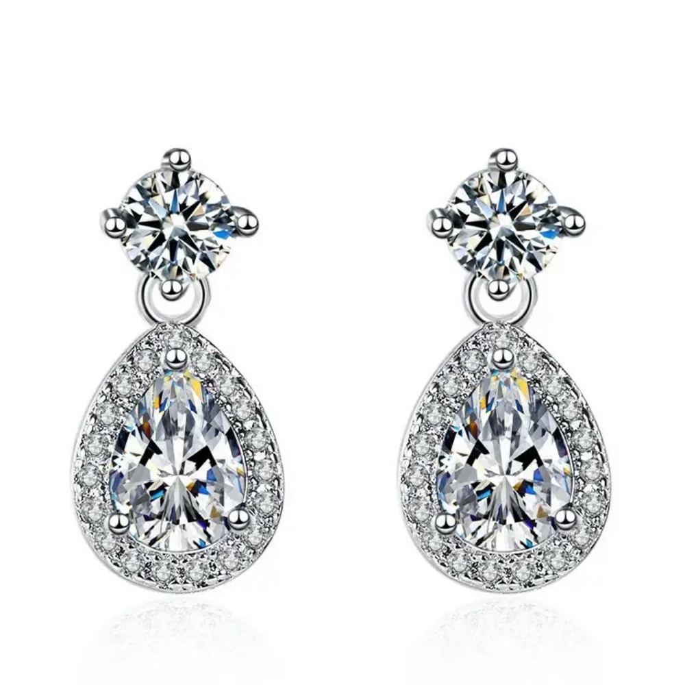 Sterling Silver Drop Cubic Zirconia Earrings